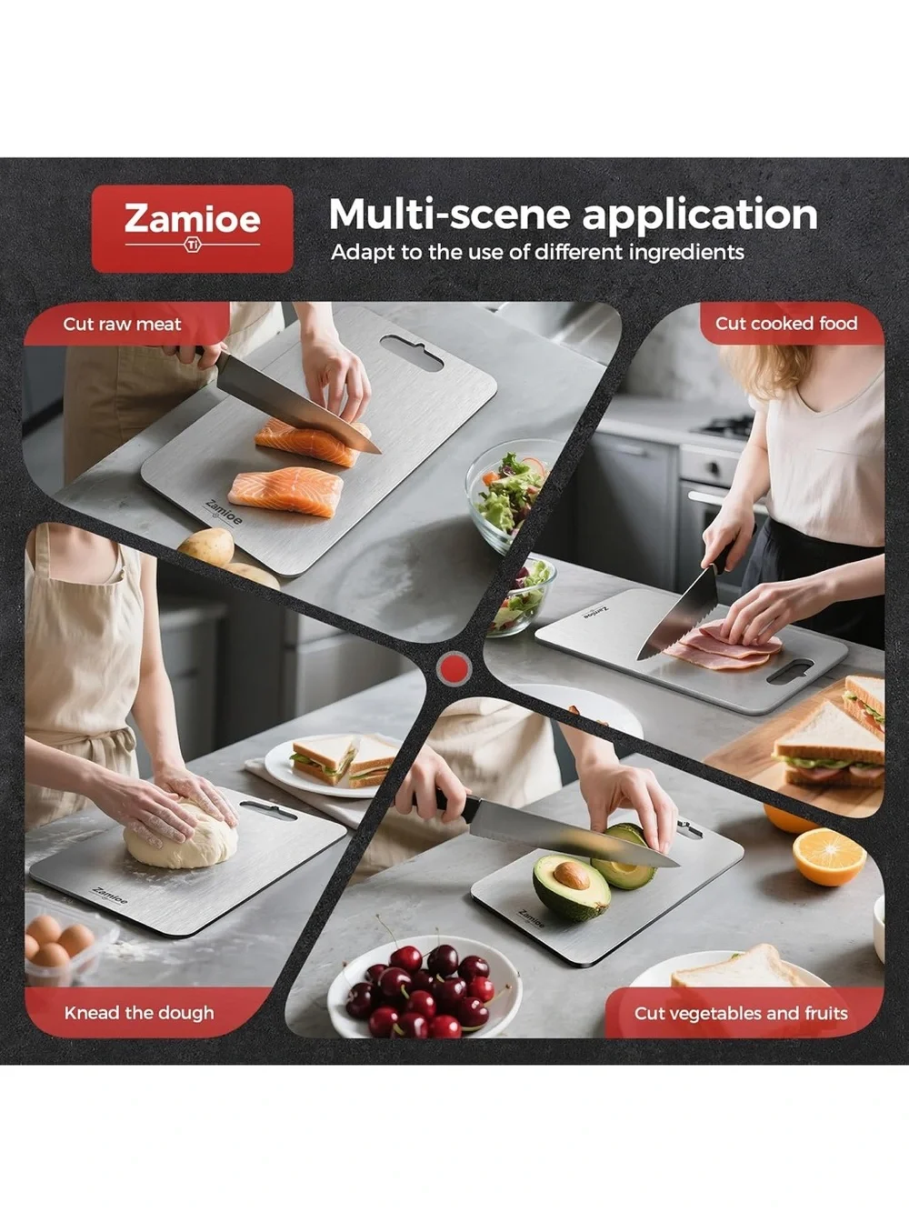 3 pack Titanium kitchen chopping Boards double sided non-toxic cutting board